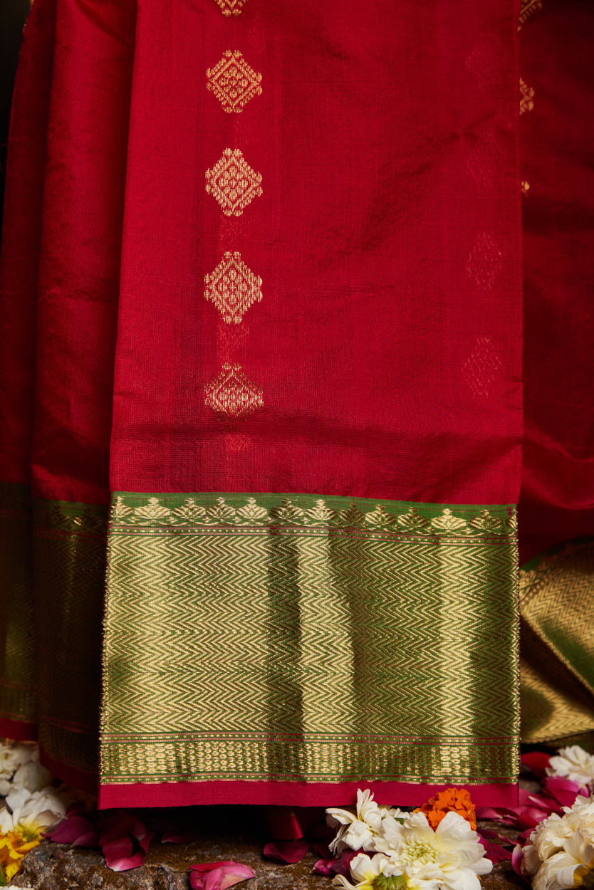 Surkh Shaam Meena Kari Pure Silk Chanderi Saree