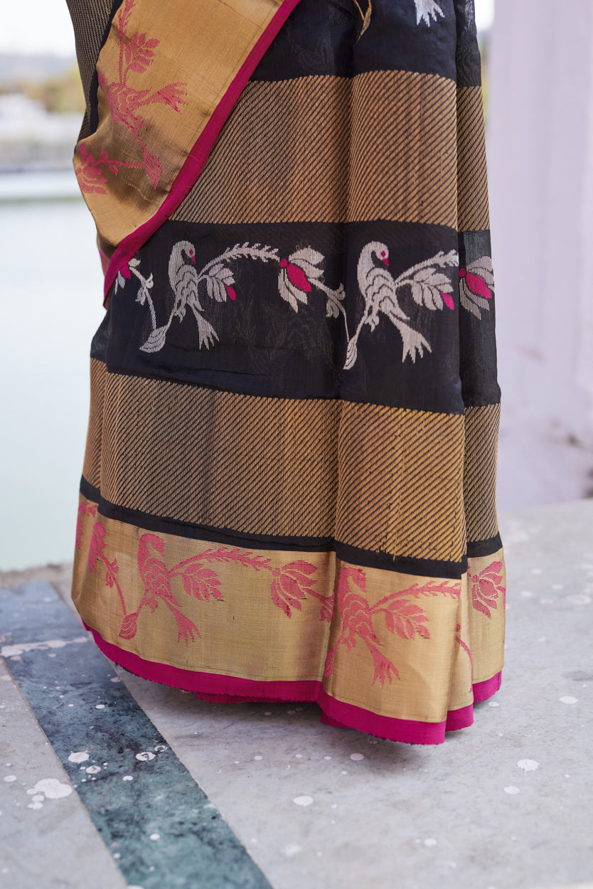 Siyahi Shringar Pattu Silk Chanderi Saree