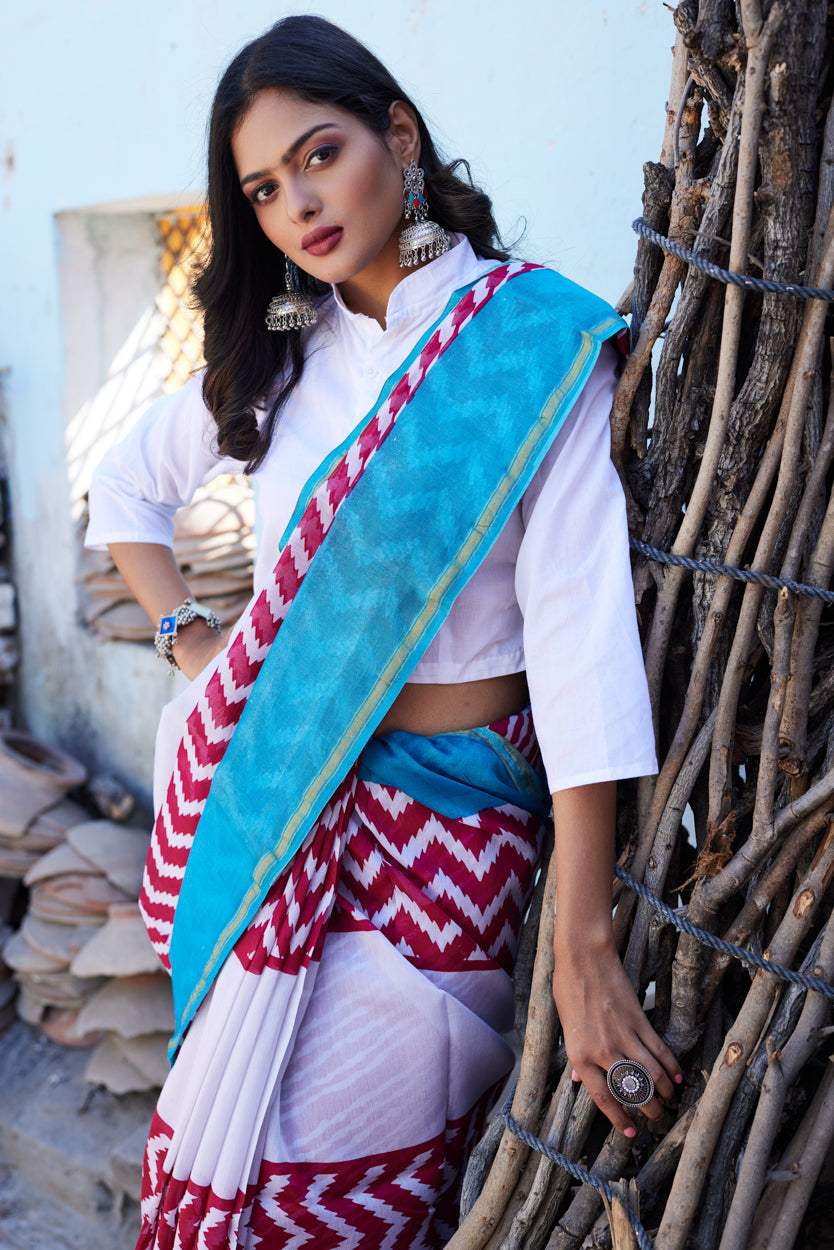 Shwet Kavya Cotton Silk Chanderi Saree