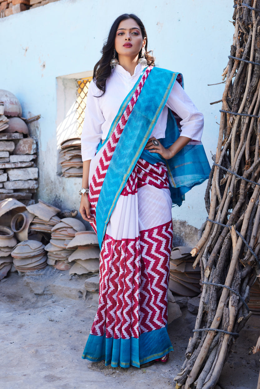 Shwet Kavya Cotton Silk Chanderi Saree