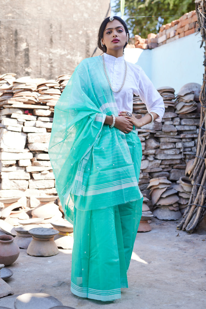 Karigari Leher Cotton Silk Chanderi Saree