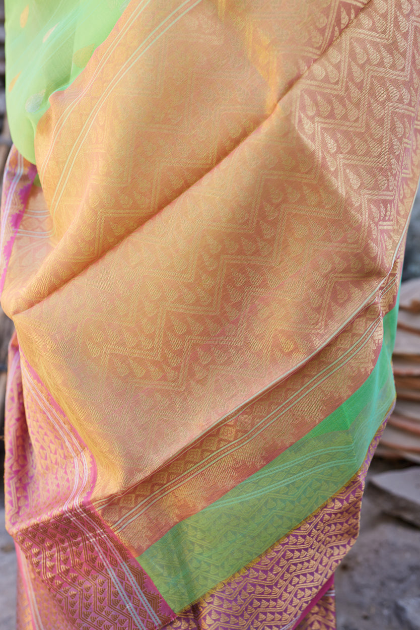 Sanskruti Sutra Kattan Silk Chanderi Saree