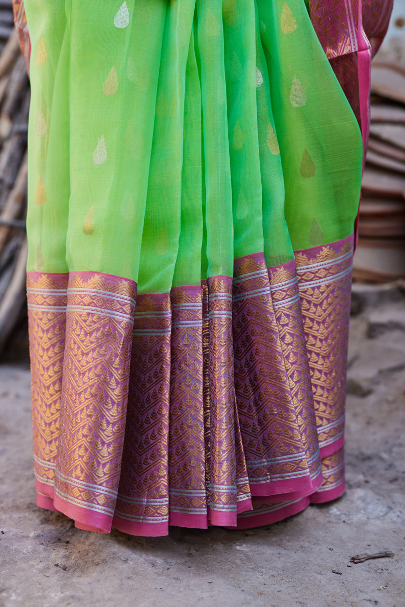 Sanskruti Sutra Kattan Silk Chanderi Saree