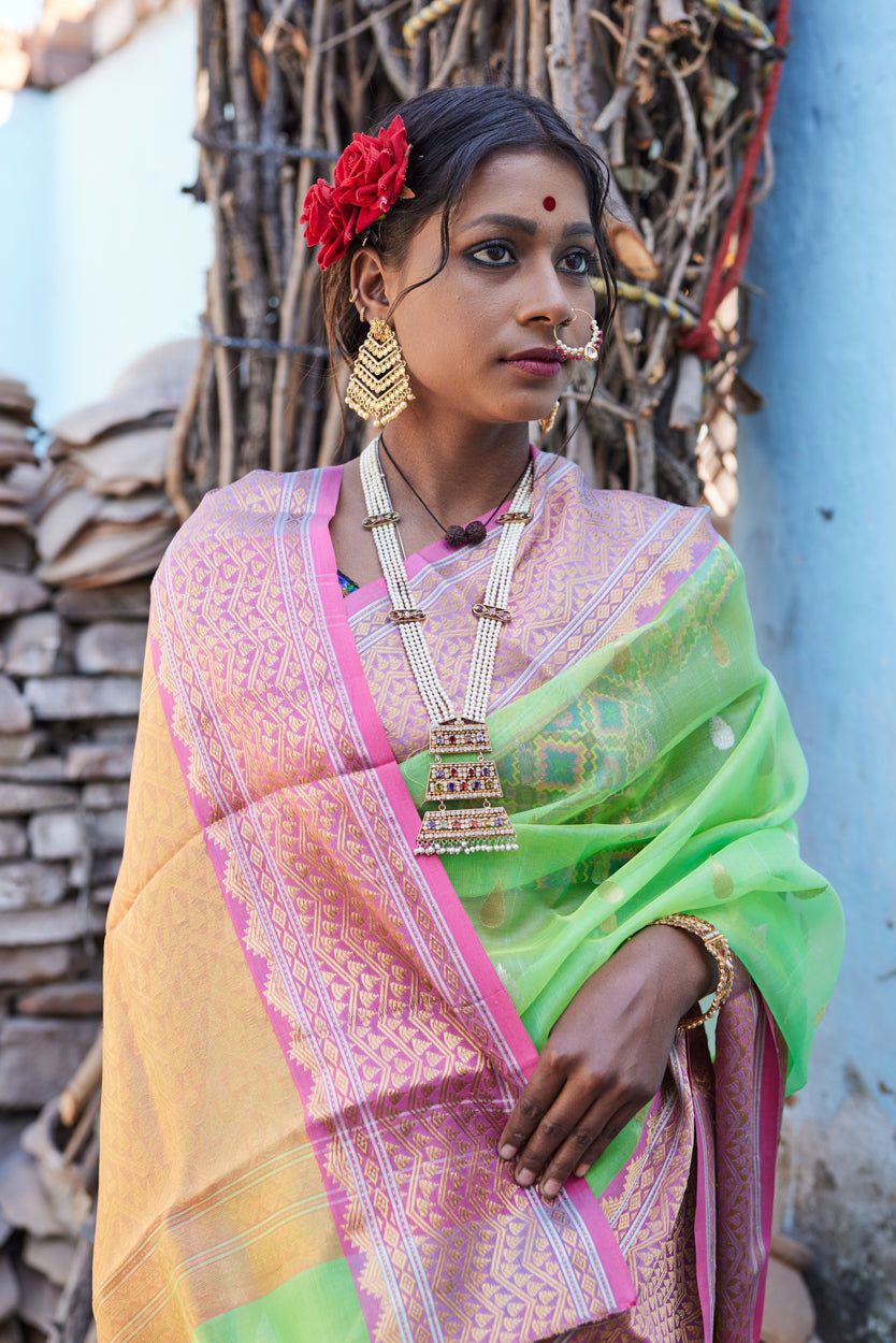 Sanskruti Sutra Kattan Silk Chanderi Saree