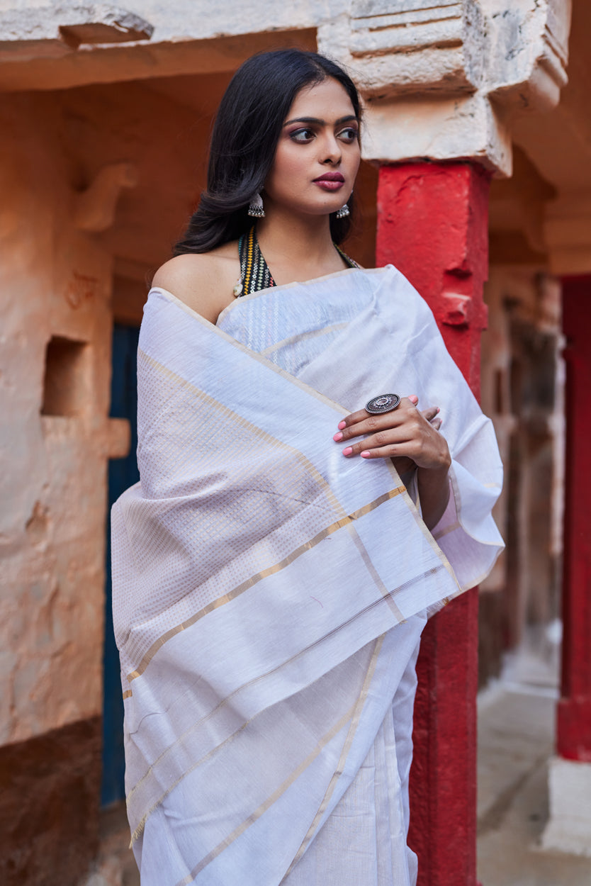 Kora Kavya Tissue Silk Chanderi Saree