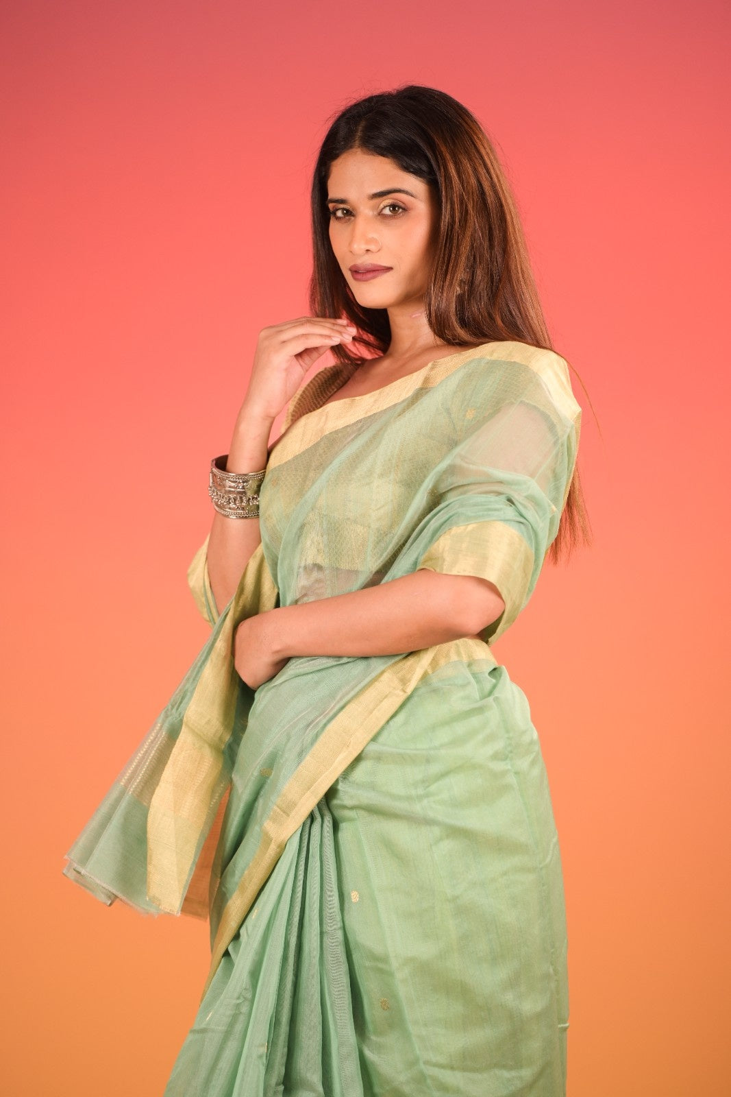 Zareen Hariyali Chanderi Cotton Silk Saree