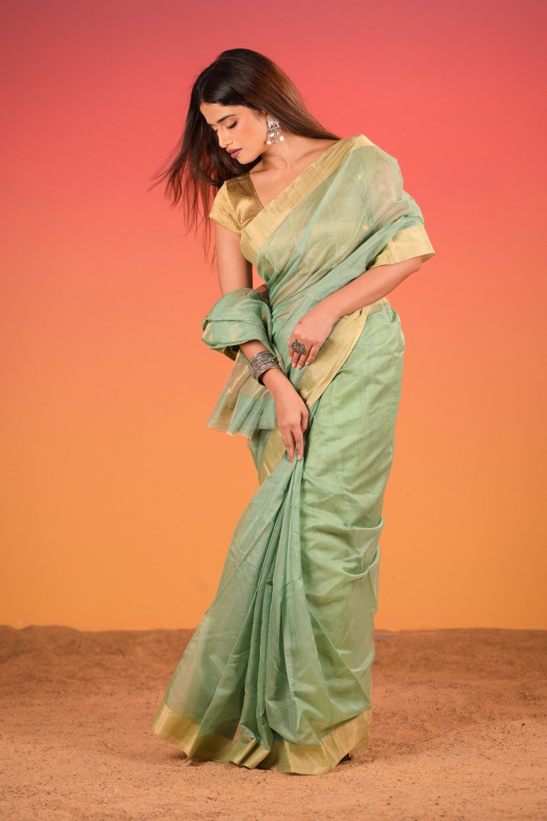 Zareen Hariyali Chanderi Cotton Silk Saree