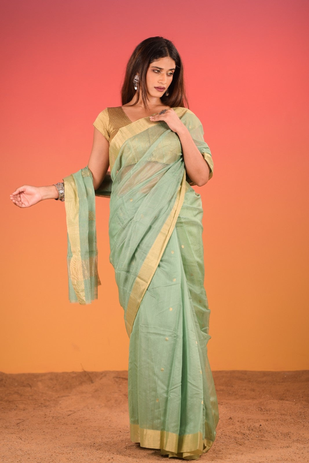 Zareen Hariyali Chanderi Cotton Silk Saree