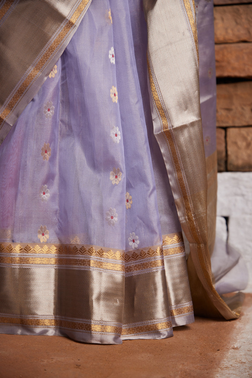 Syaahi Phool Meenakari Pure Silk Chanderi Saree