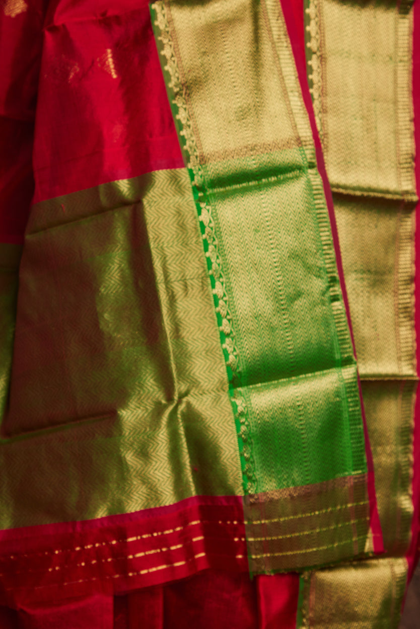 Surkh Shaam Meena Kari Pure Silk Chanderi Saree