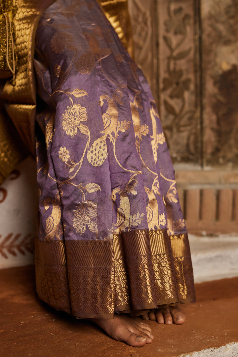 Raat Ki Chandni Jangla Work Pure Silk Chanderi Saree