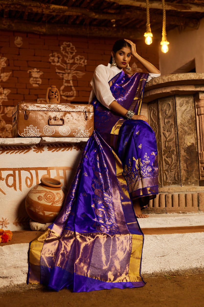 Shaba Afsana Kinar Jala Pure Silk Chanderi Saree