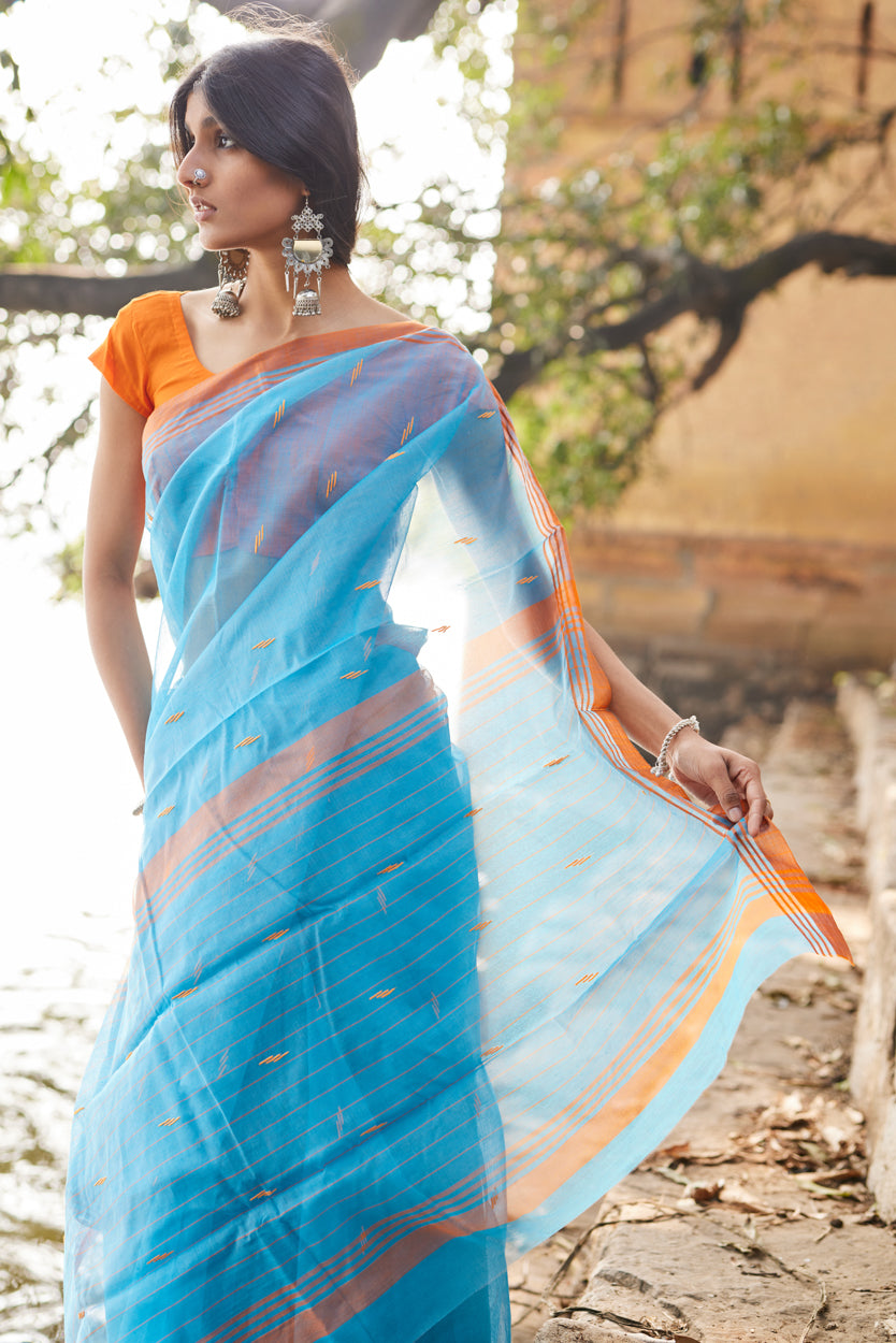 Neel Aanchal Cotton Silk Chanderi Saree