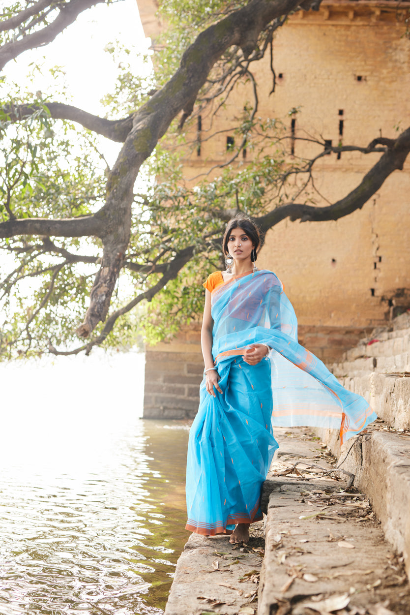 Neel Aanchal Cotton Silk Chanderi Saree