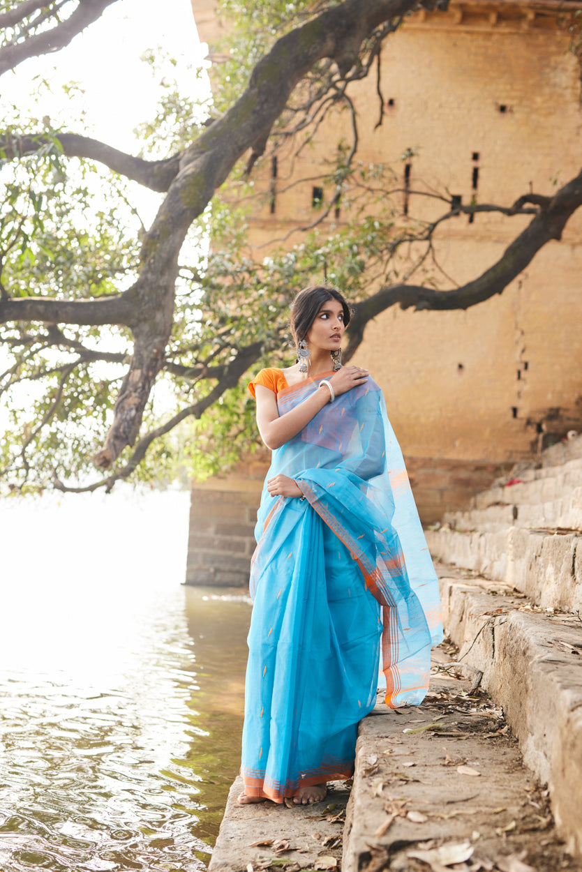 Neel Aanchal Cotton Silk Chanderi Saree