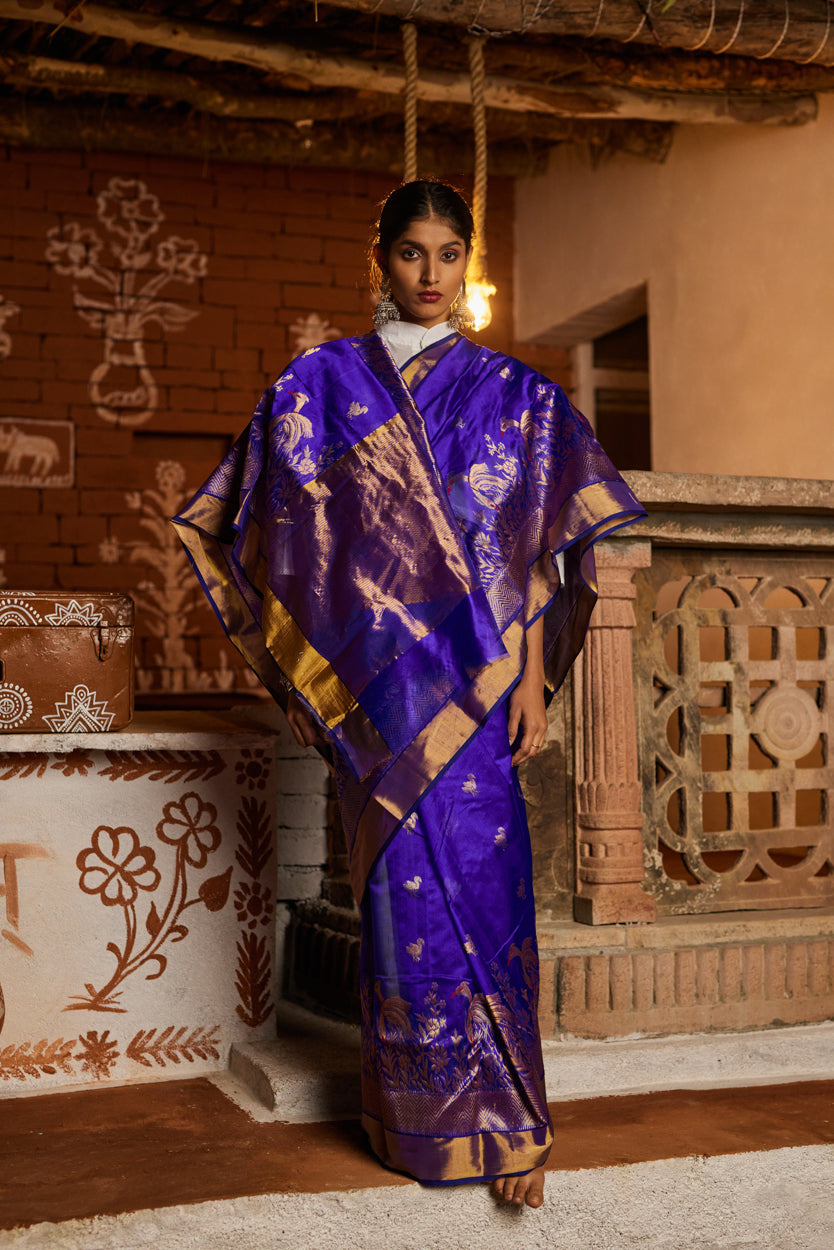 Shaba Afsana Kinar Jala Pure Silk Chanderi Saree