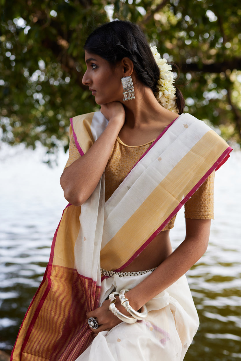 Saanjh Deep Cotton Silk Chanderi Saree