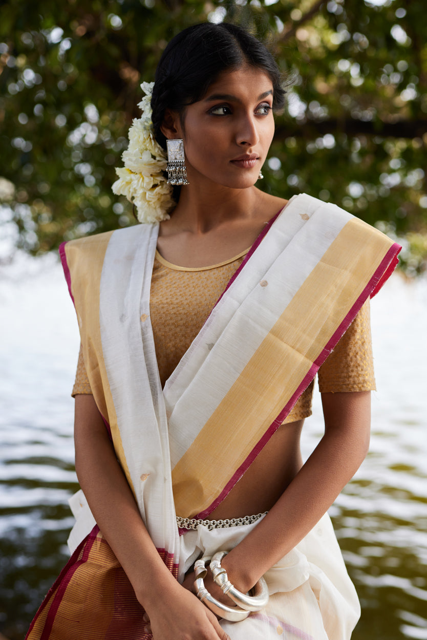 Saanjh Deep Cotton Silk Chanderi Saree