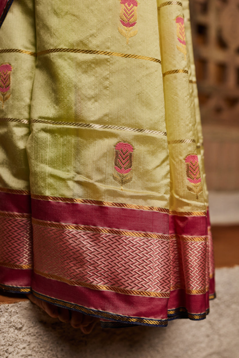 Sunehri Shaam Meena Kari Pure Silk Chanderi Saree