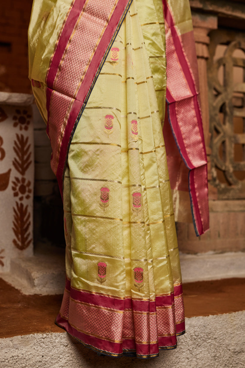 Sunehri Shaam Meena Kari Pure Silk Chanderi Saree
