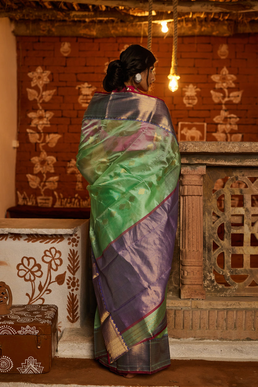 Rimzhim Nazakat Chakri Buti Pure Silk Chanderi Saree