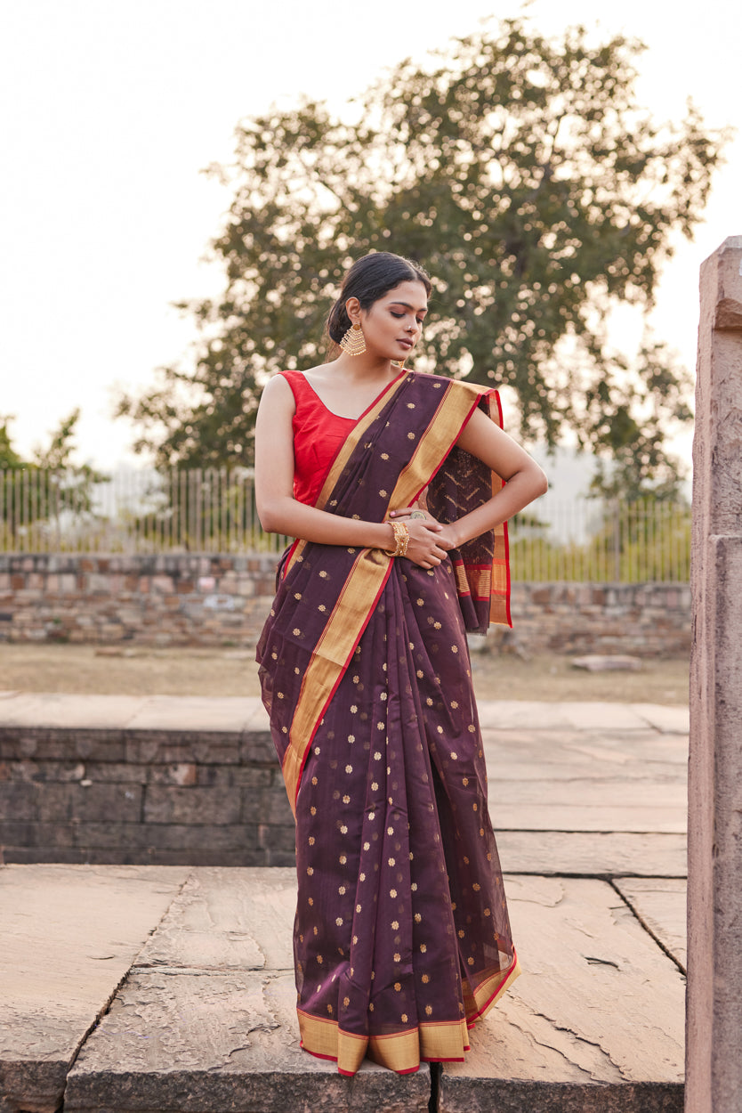 Mahroom Chandni Cotton Silk Chanderi Saree