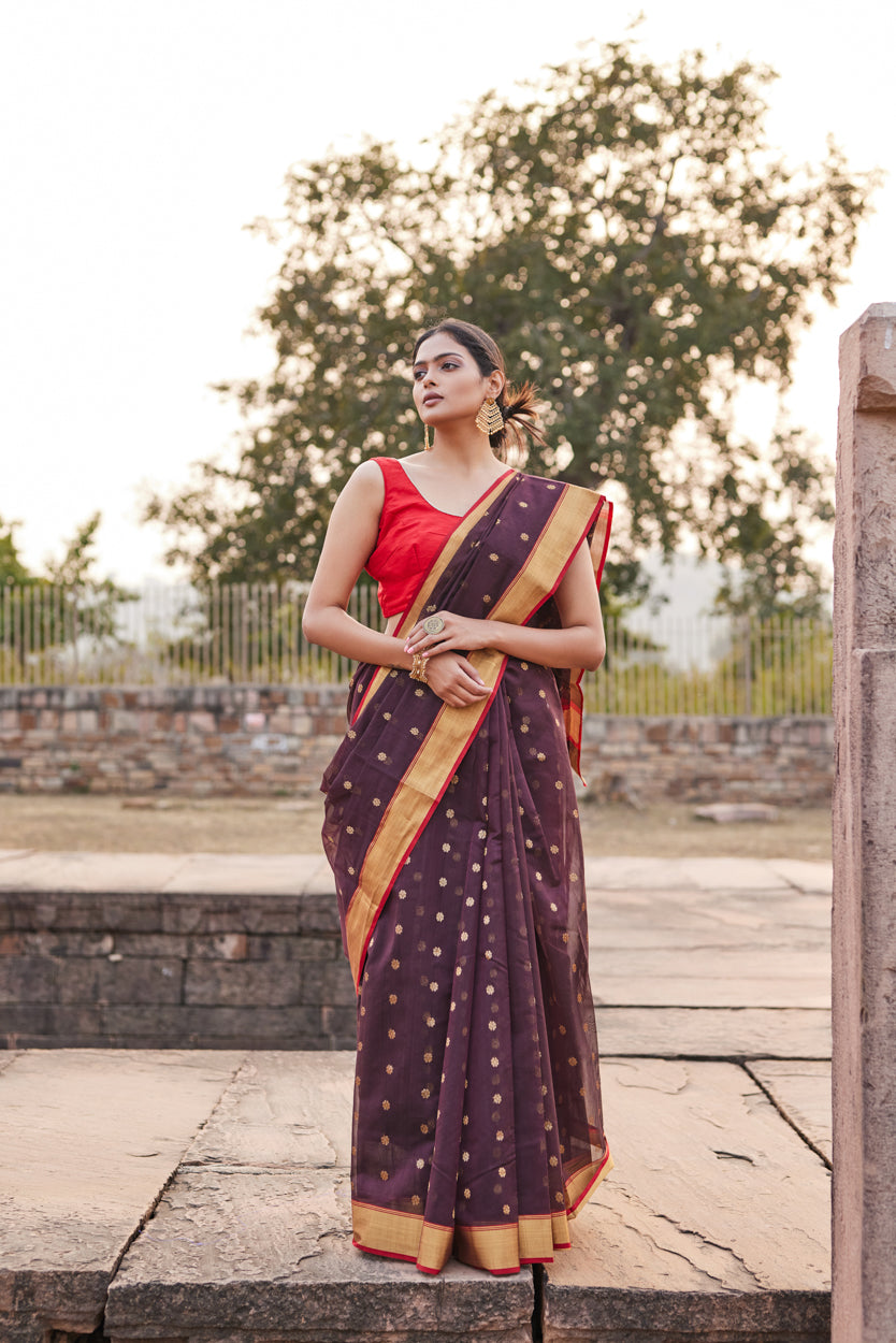 Mahroom Chandni Cotton Silk Chanderi Saree