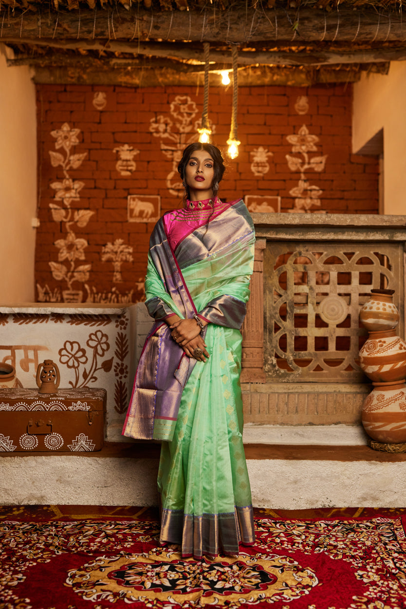 Rimzhim Nazakat Chakri Buti Pure Silk Chanderi Saree