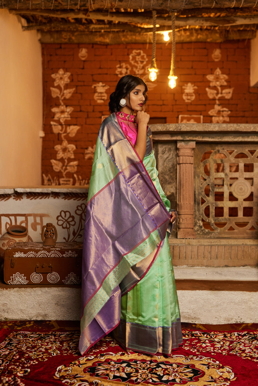 Rimzhim Nazakat Chakri Buti Pure Silk Chanderi Saree