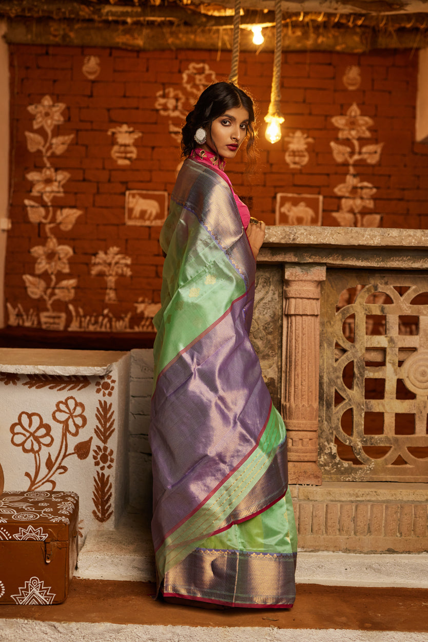 Rimzhim Nazakat Chakri Buti Pure Silk Chanderi Saree