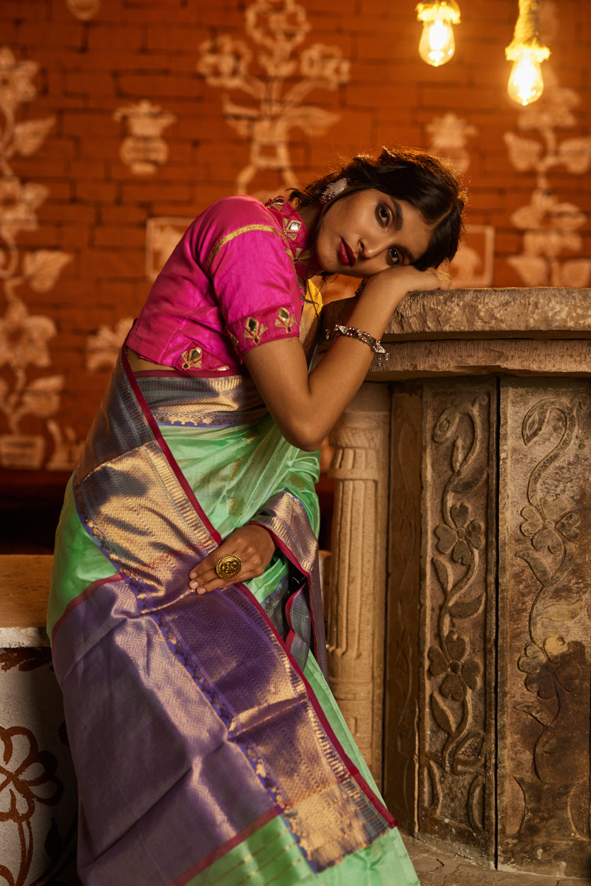 Rimzhim Nazakat Chakri Buti Pure Silk Chanderi Saree