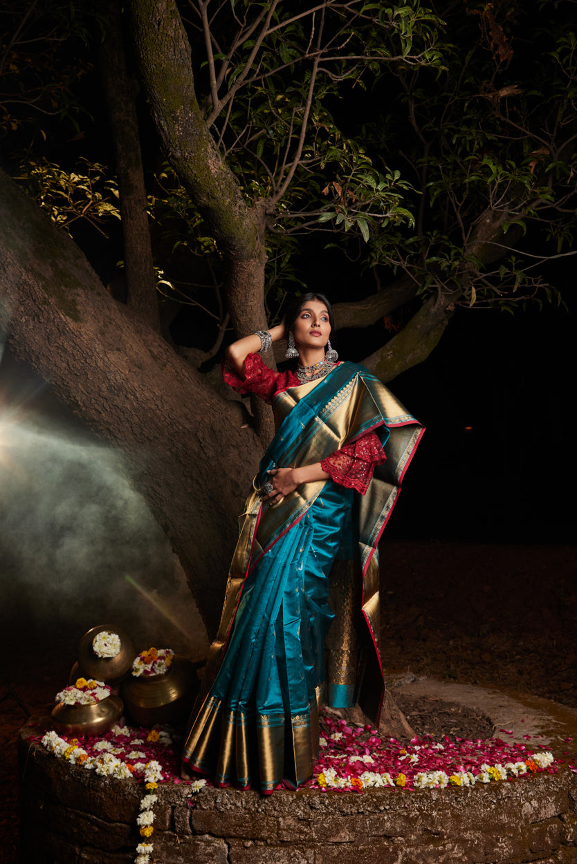 Falak Kanchi Border Pure Silk Chanderi Saree