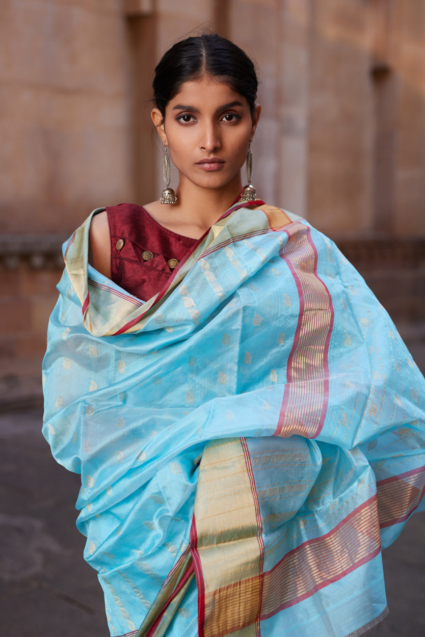 Aasmani Falak Silk Chanderi Saree