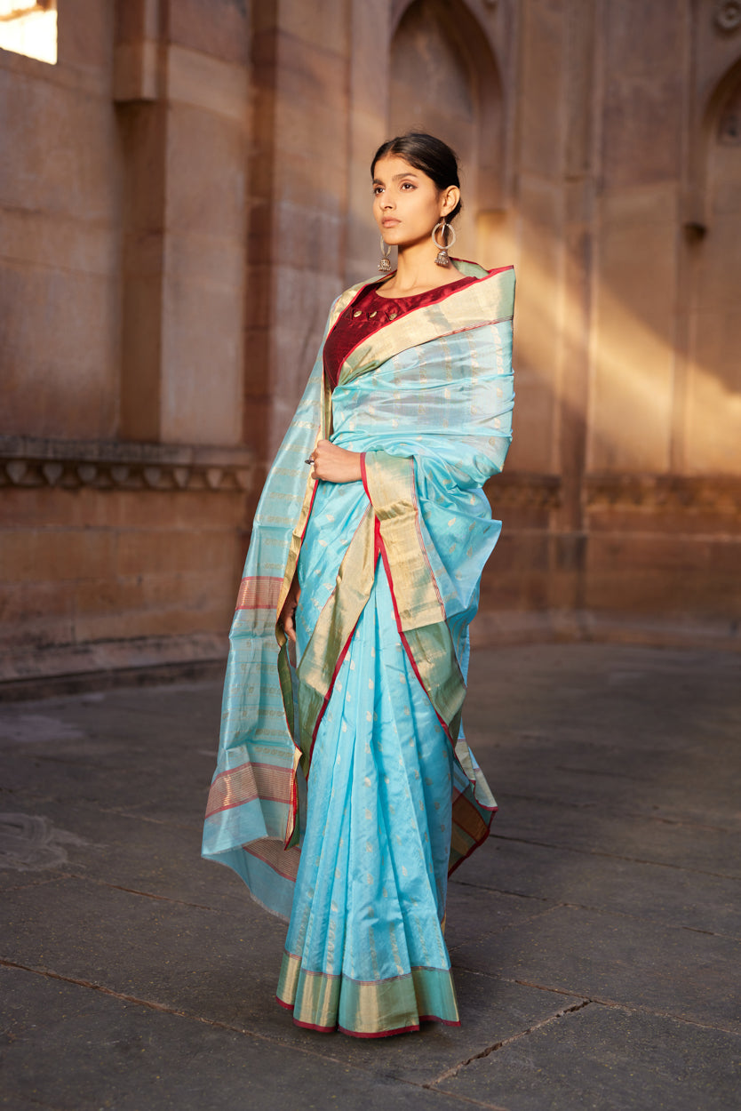 Aasmani Falak Silk Chanderi Saree