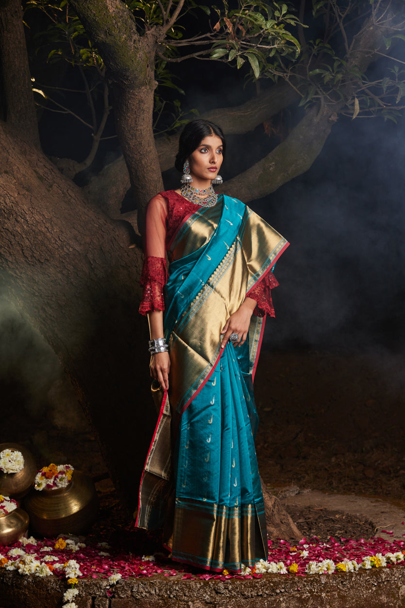 Falak Kanchi Border Pure Silk Chanderi Saree