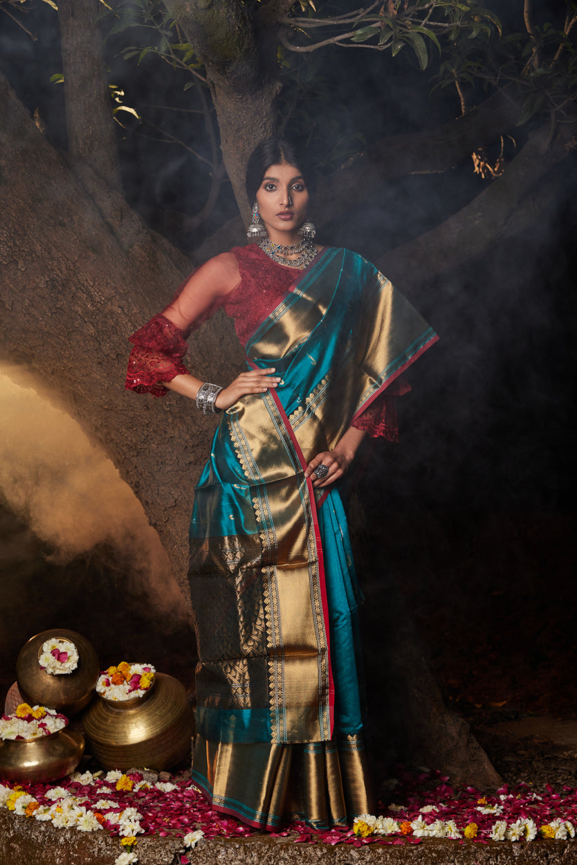 Falak Kanchi Border Pure Silk Chanderi Saree