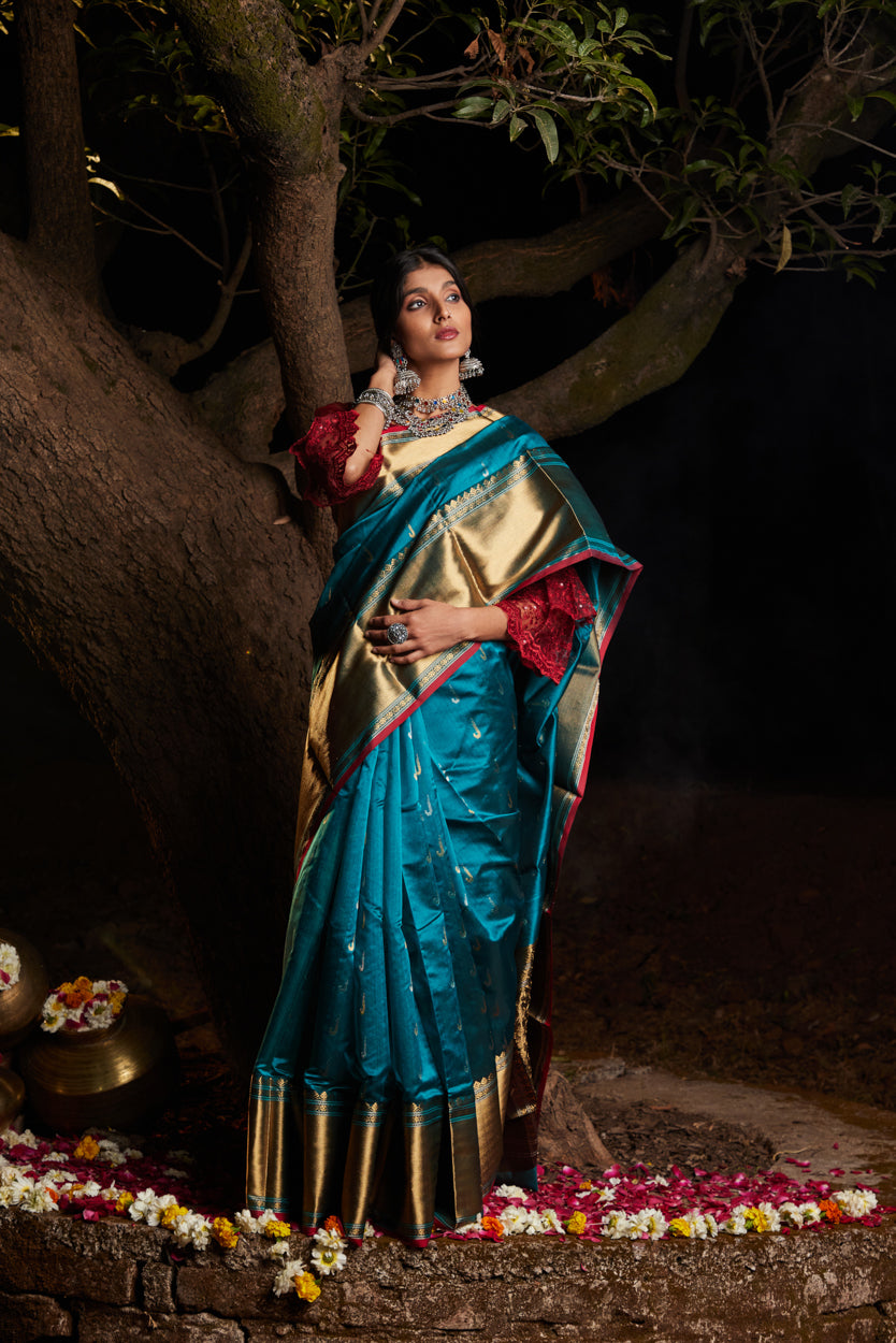 Falak Kanchi Border Pure Silk Chanderi Saree
