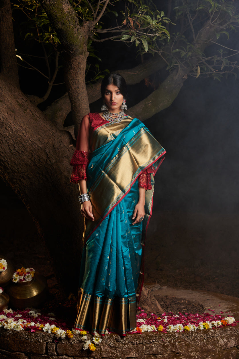 Falak Kanchi Border Pure Silk Chanderi Saree