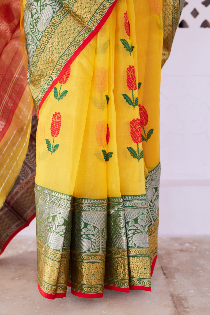 Surmayi Pattu Silk Chanderi Saree
