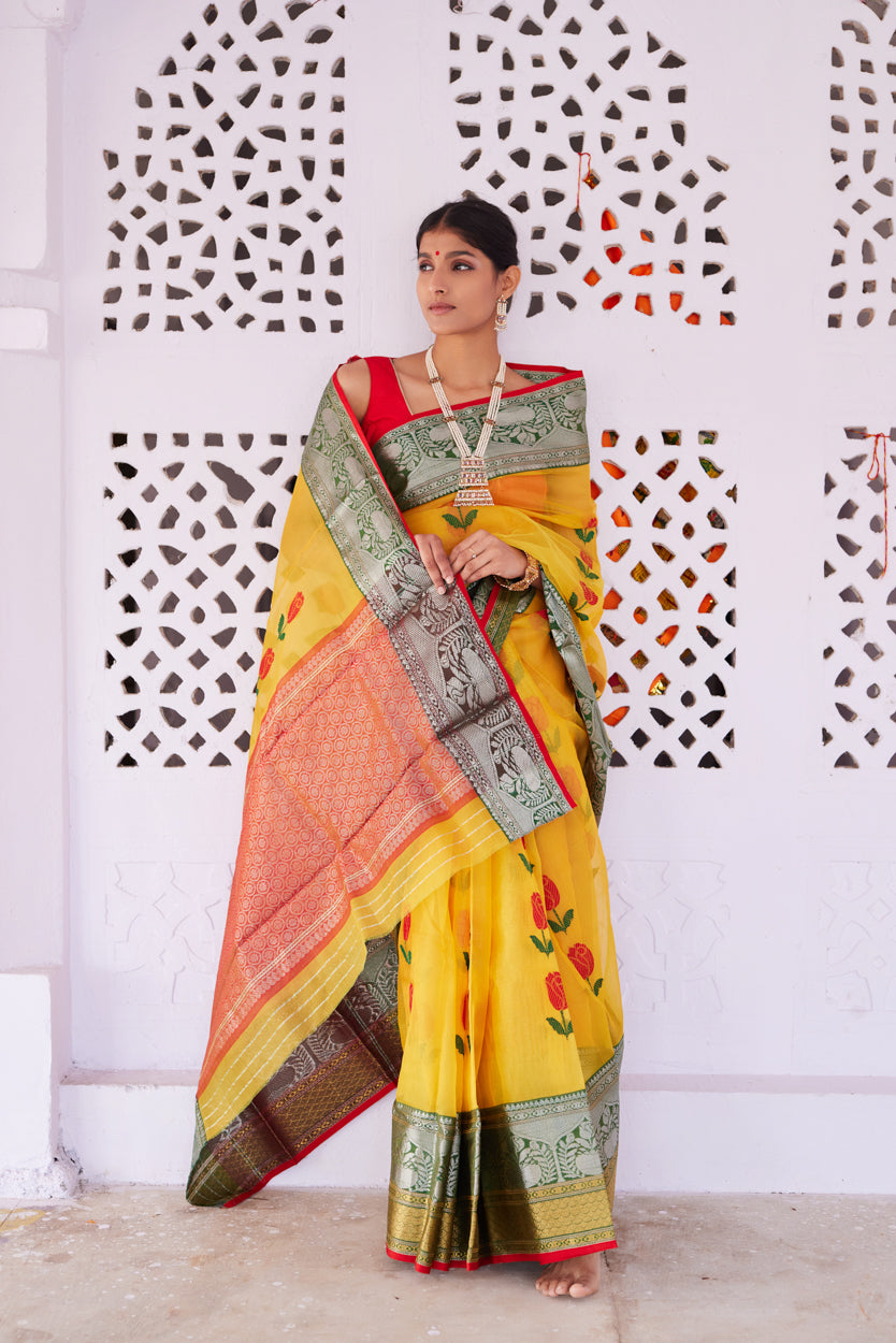 Surmayi Pattu Silk Chanderi Saree