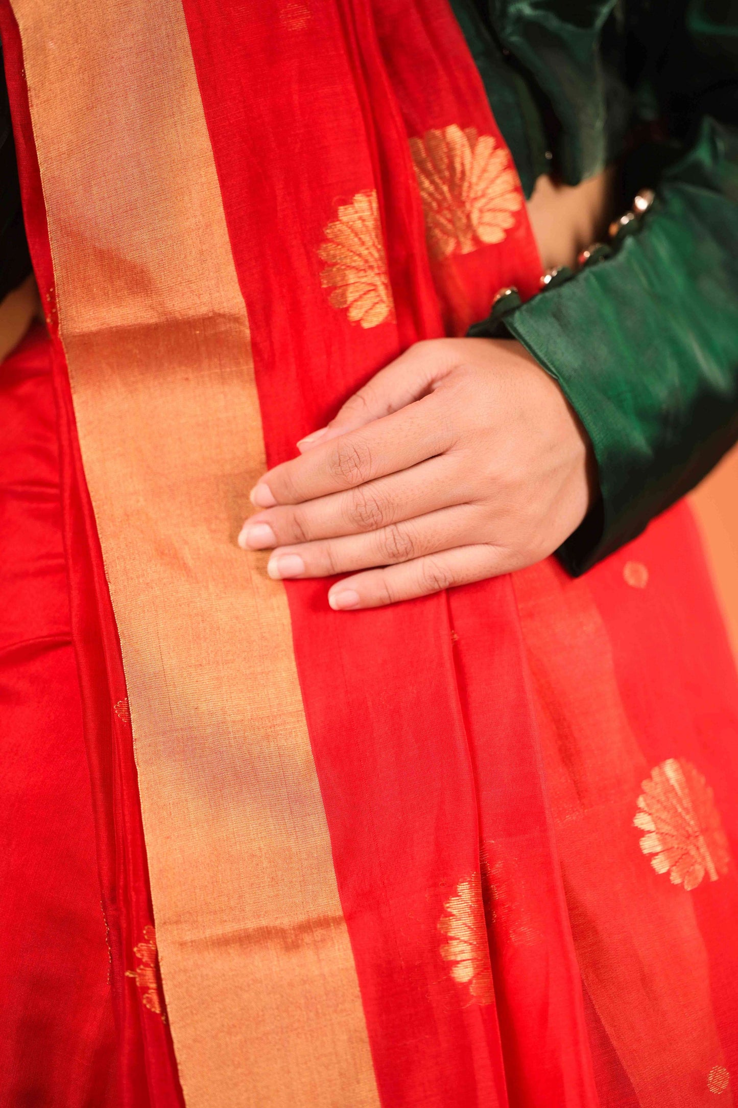 Surkh Bahaar Chanderi Cotton Silk Saree