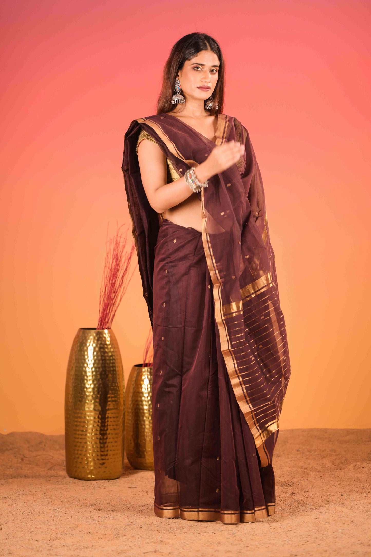 Mitti Noor Chanderi Cotton Silk Saree