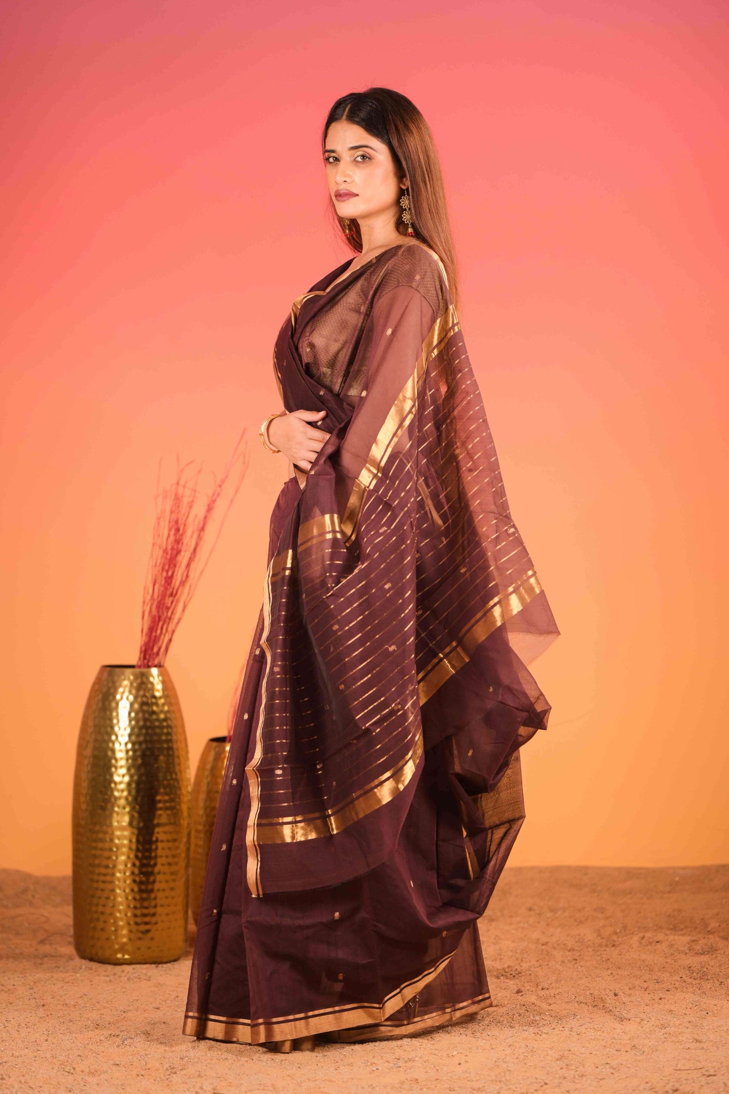 Mitti Noor Chanderi Cotton Silk Saree