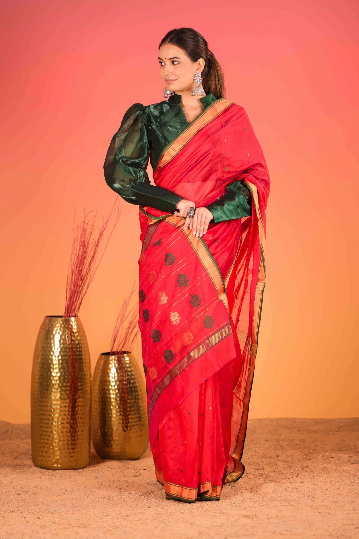 Siyahi Boond Chanderi Cotton Silk Saree
