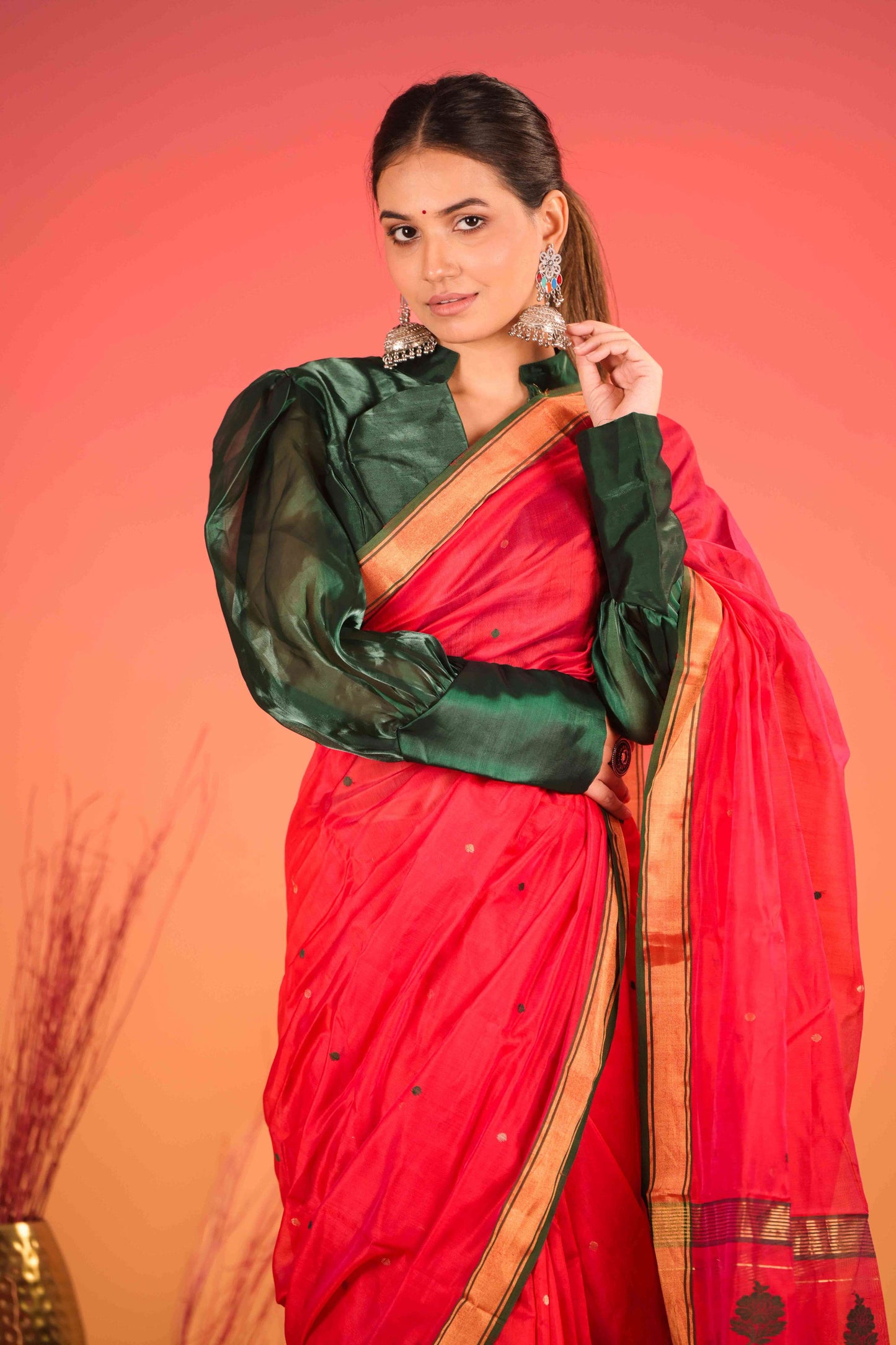 Siyahi Boond Chanderi Cotton Silk Saree