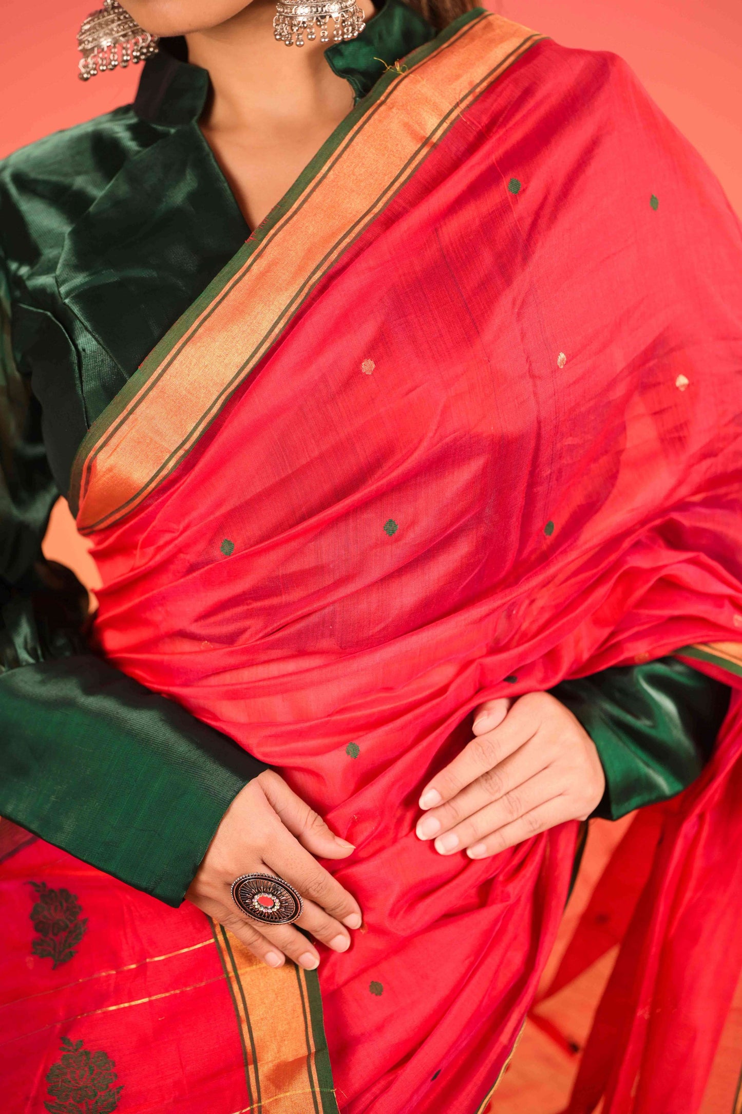 Siyahi Boond Chanderi Cotton Silk Saree
