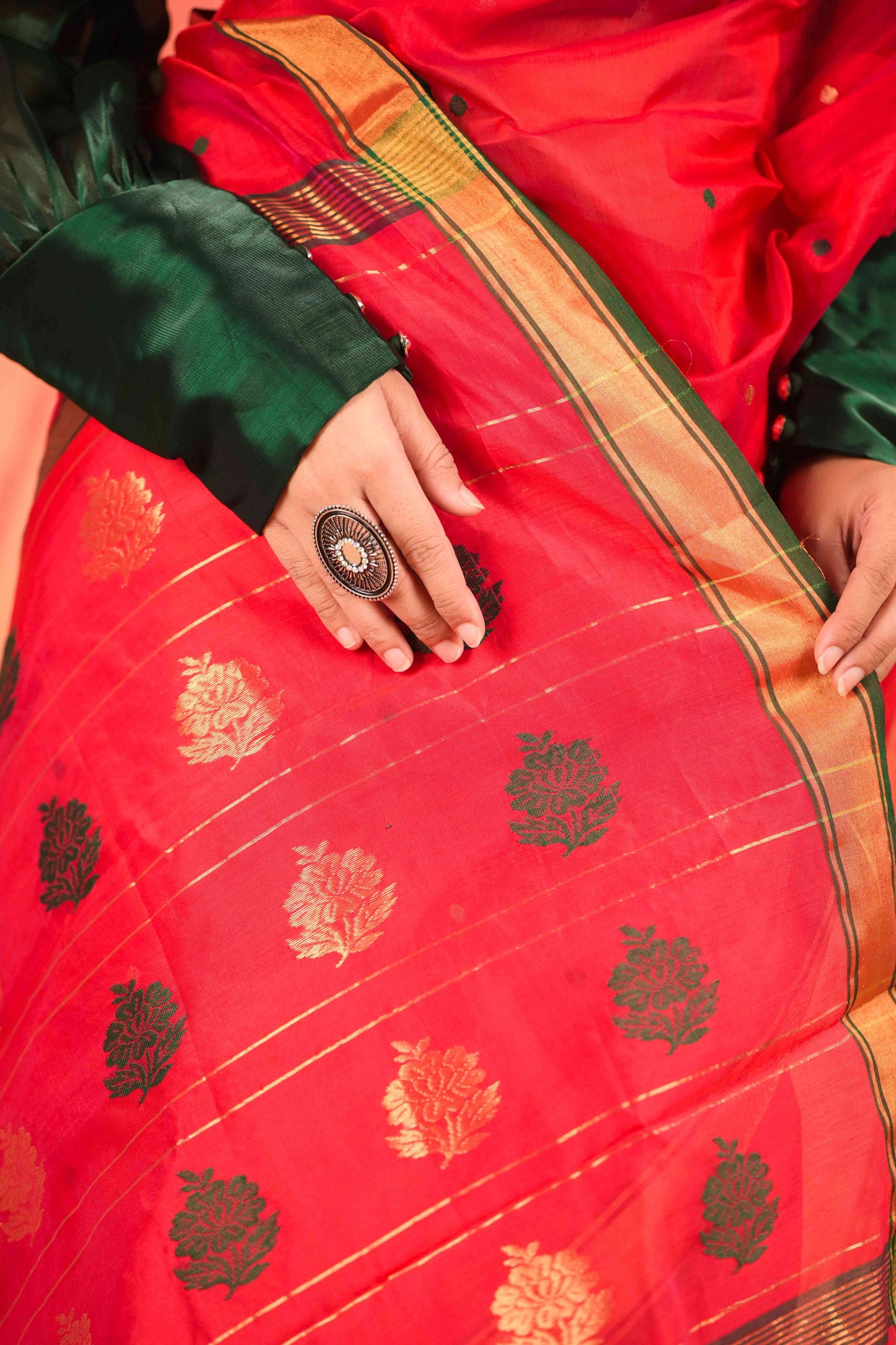 Siyahi Boond Chanderi Cotton Silk Saree