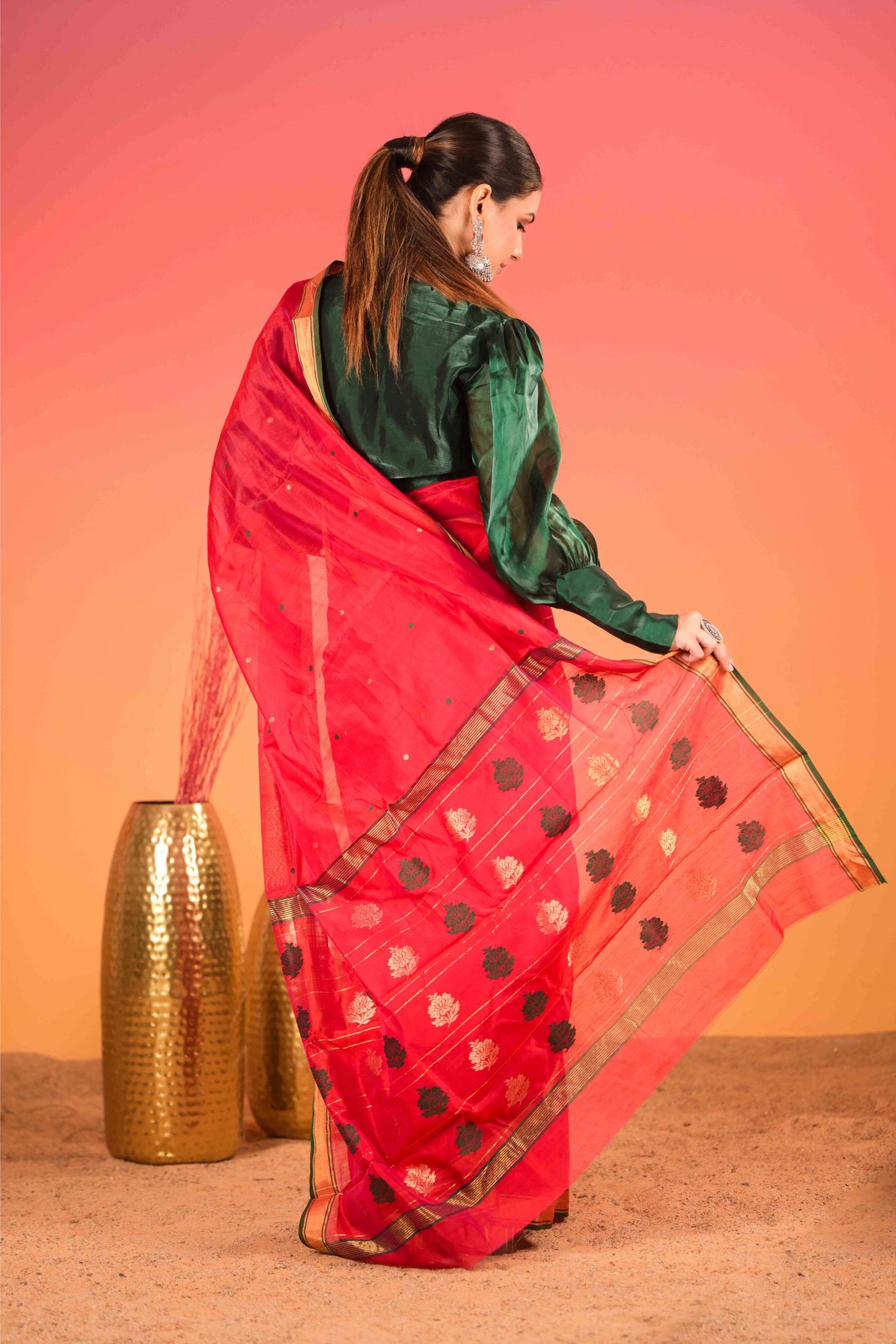 Siyahi Boond Chanderi Cotton Silk Saree