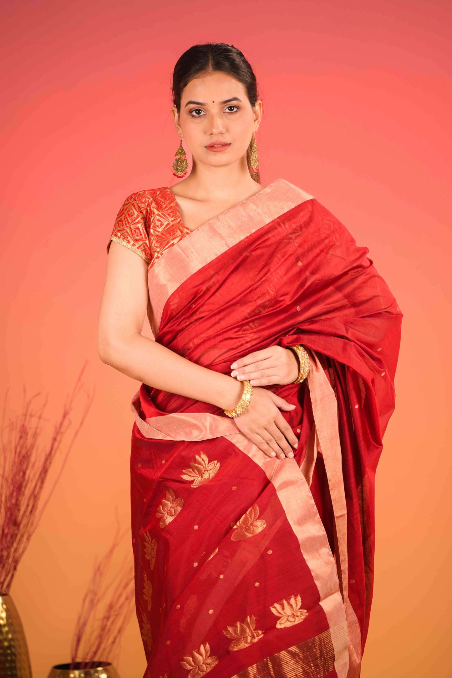 Sunehri Kamalta Chanderi Cotton Silk Saree