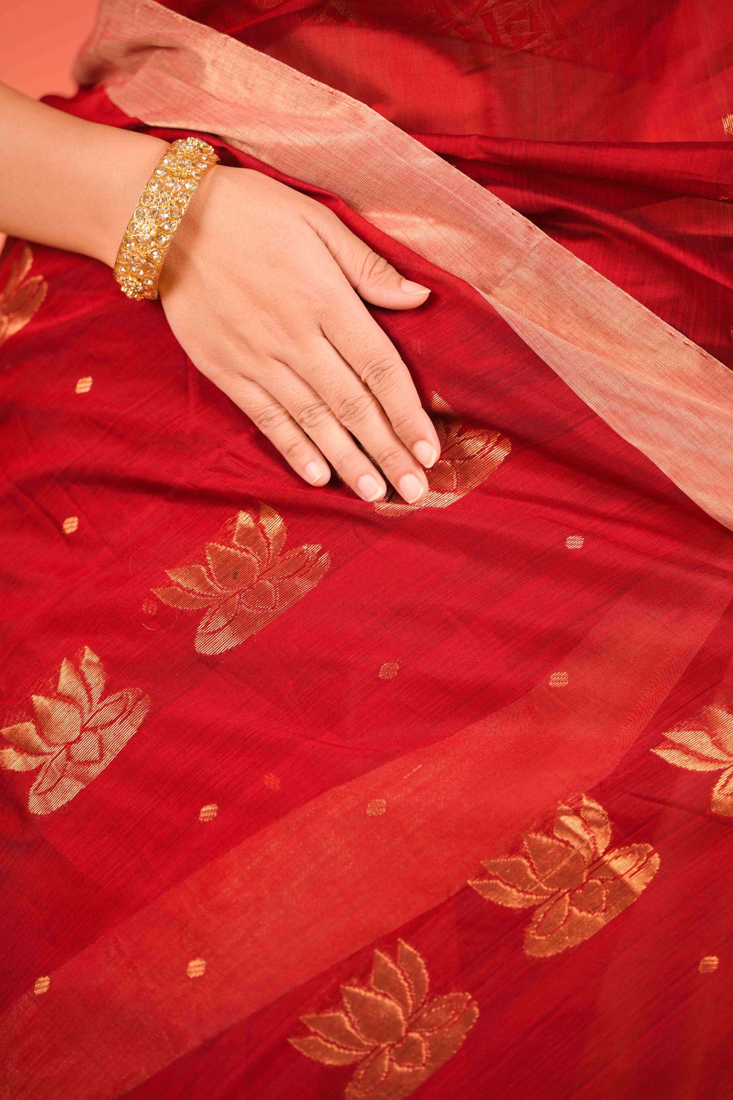 Sunehri Kamalta Chanderi Cotton Silk Saree